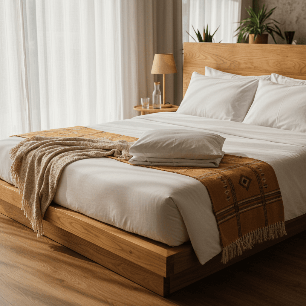 Neat bedroom with two beds, crisp white sheets, and fluffed pillows